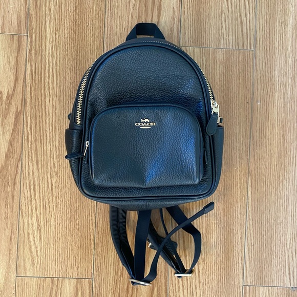 Coach | Bags | Coach Black Pebbled Leather Mini Backpack With Gold